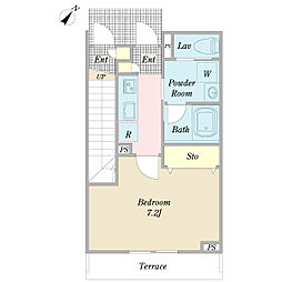 ＤＯＭＵＳ大木戸 1階1Kの間取り