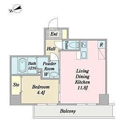 キュリアスＫ 4階1LDKの間取り