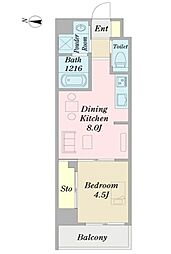 グランテバッハ神楽坂 1DKの間取図画像