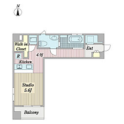 Ｓｔｕｄｉｏ　Ｅｌｅｖｅｎ 2階ワンルームの間取り