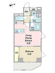 キャスフィーレ武蔵小杉 1LDKの間取図画像