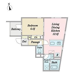 中原ビル 1LDKの間取図画像