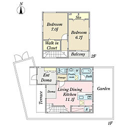コモンベリー 2LDKの間取図画像