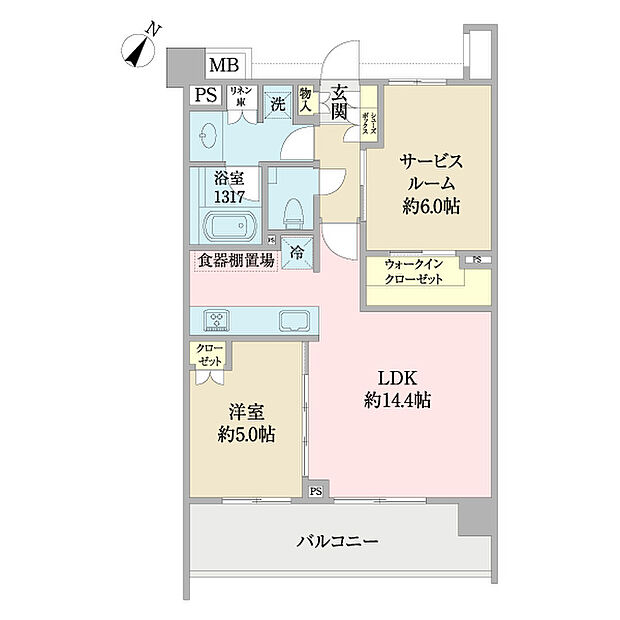 プレディア横浜三ツ沢(1SLDK) 2階の間取り