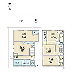 西葛西7丁目店舗付戸建て 3DKの間取り