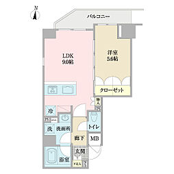 ハーモニーレジデンス両国ウォーターフロント 1LDKの間取り
