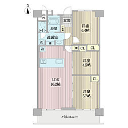 なぎさニュータウン3号棟 3LDKの間取図画像