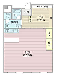 なぎさニュータウン7号棟 1LDKの間取図画像