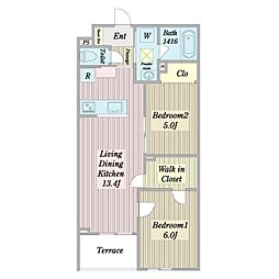 プエンテリア岡崎 1階2LDKの間取り