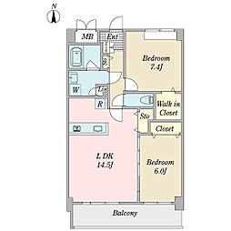 メゾンラディウス 2LDKの間取図画像