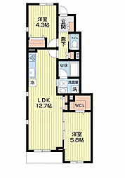 (仮称)安城市美園町計画 2LDKの間取図画像