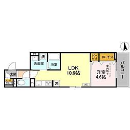 D-ROOM丹波橋 3階1LDKの間取り