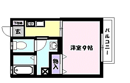 サンライト上桂 2階1Kの間取り