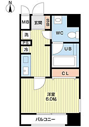 URBAN FLATS SHIJO NISHINOTOIN 9階1Kの間取り