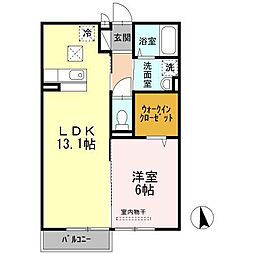ルアンブルA 1LDKの間取図画像
