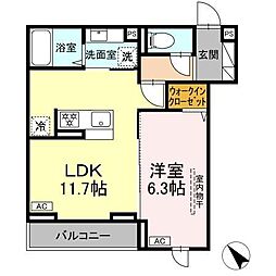 D Paina 登戸2 1LDKの間取図画像
