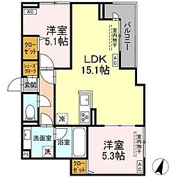 セレスティア船橋II 2LDKの間取図画像