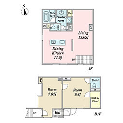 CorralShimokita1st 2LDKの間取図画像