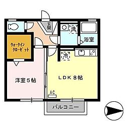 パルアヴェニュー 2階1LDKの間取り