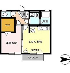 パルアヴェニュー 2階1LDKの間取り