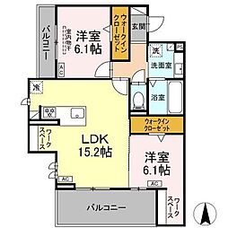 アーブル　西岩田 3階2LDKの間取り