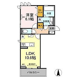 コンフォール西小鷹野III 3階1LDKの間取り