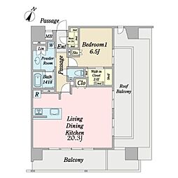 デュオヒルズ那覇壺屋 8階1LDKの間取り