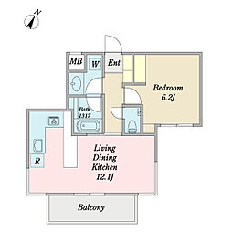 ザ・レジデンス駒込染井 0105 1階1LDKの間取り