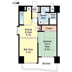 プロシード十条 2DKの間取図画像