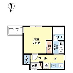 ベリーノサテア 1Kの間取図画像
