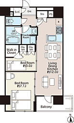 ＲＥＦＲＡＭＥ5Ａｓａｋｕｓａｂａｓｈｉ 13階2LDKの間取り