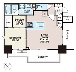 クラシアム文京白山 2階1SLDKの間取り