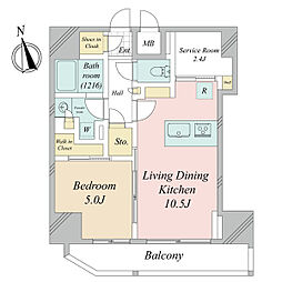 ＡＩＦＬＡＴ西浅草 10階1SLDKの間取り