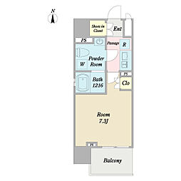 プライマル西大島小名木川 4階1Kの間取り
