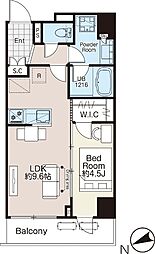 AIFLAT四谷若葉 1LDKの間取図画像