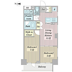 プロシード錦糸町 2LDKの間取図画像