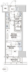 ベルファース蒲田West 1DKの間取図画像