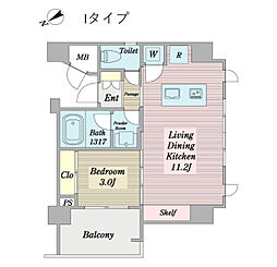 JR常磐線 柏駅 徒歩6分 1LDKの間取り