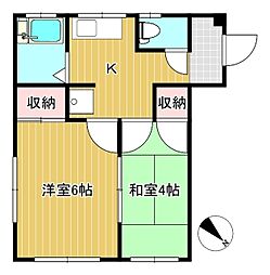 グリーンパーク 2階2Kの間取り