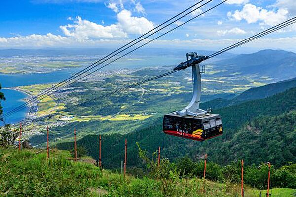 Beautiful mountainous landscape with colorful sky