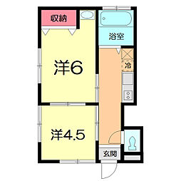 赤間コーポC棟（住居） 1階2Kの間取り