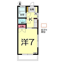 グリーンヒルズ一番館 1Kの間取図画像