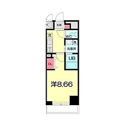 クリーンシャイン2 1Kの間取図画像