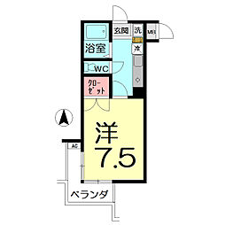 サンロイヤル大宮 1Kの間取図画像