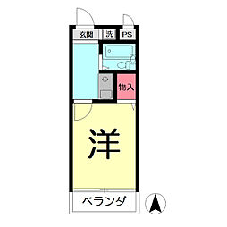 コーポ清水壱番館 1Kの間取図画像