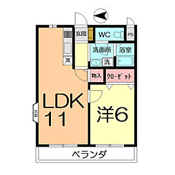 デルニアコート 1LDKの間取図画像