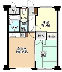 ライオンズマンション東松山下沼公園 2LDKの間取図画像