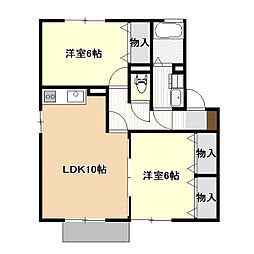 ベルウッドB 2LDKの間取図画像