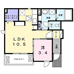 ルミエール佐谷田 1LDKの間取図画像