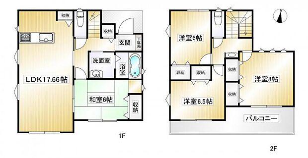 飯能市平松　中古住宅全3棟　3号棟(4LDK)の間取り